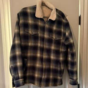 Aeropostale Blue Plaid Sherpa Jacket